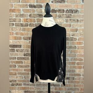 Rebecca minkoff black sheer floral back cashmere blend sweater sz XS unique sexy